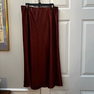 Abercrombie & Fitch Brown Satin Midi Skirt